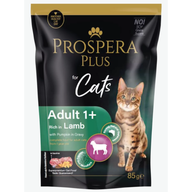 Prospera Plus Cat Pouch Adult 1+, Lamb and Pumpkins, 85 g