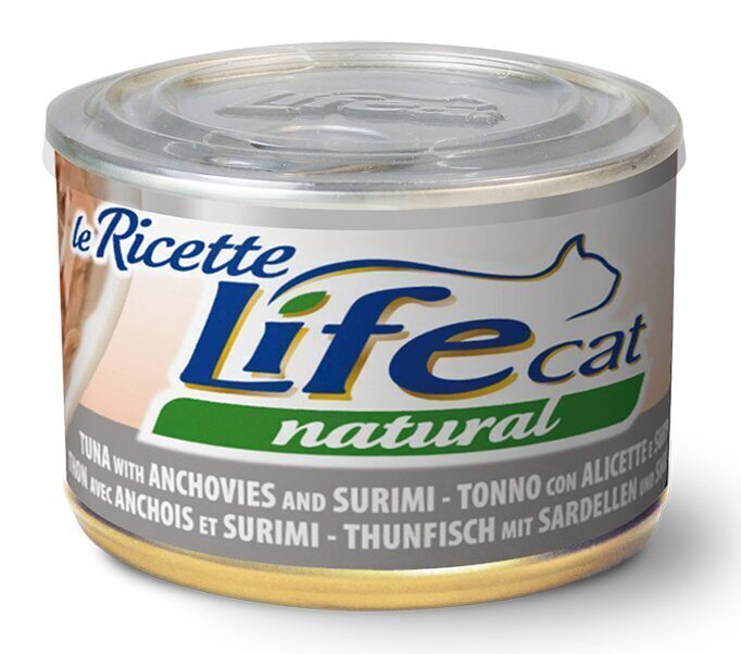 LIFE CAT Natural TUNA, ANCHOVIES & SURIMI 150g - konservi kaķiem