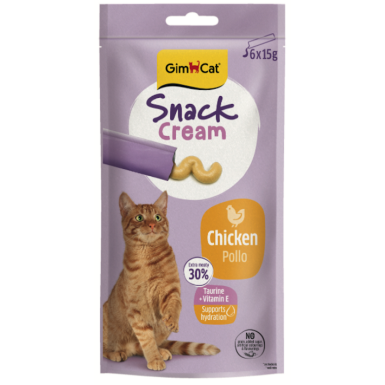 GimCat SNACK CREAM CHICKEN 6x15g - krēmveida kārums kaķiem