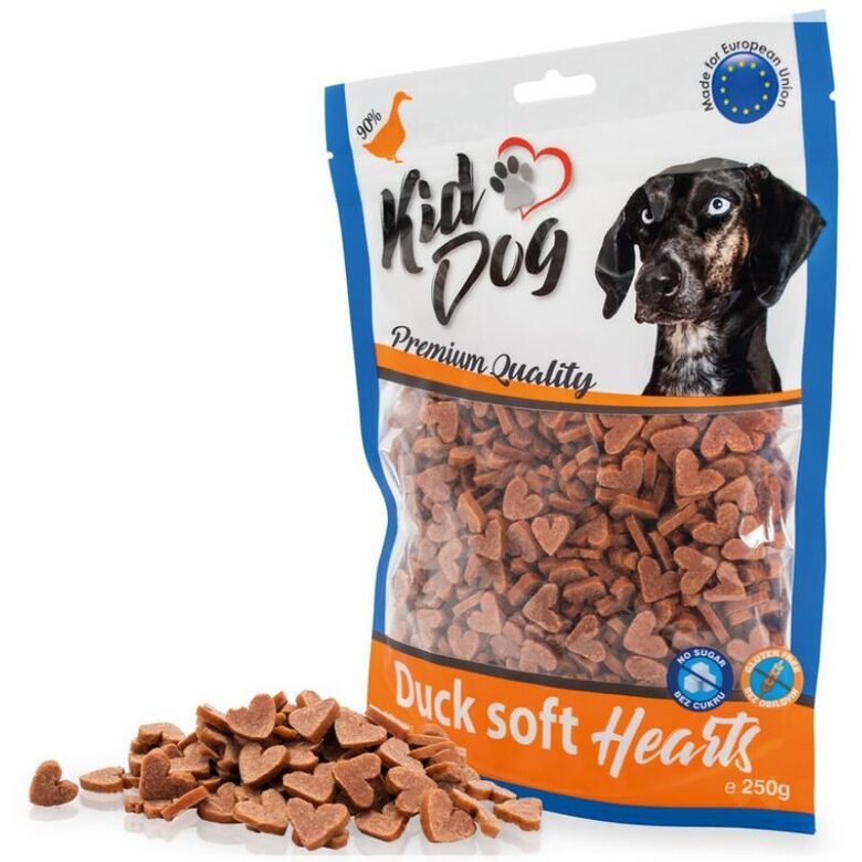 KIDDOG Duck soft Hearts 250g - лакомство для собак из утиного мяса