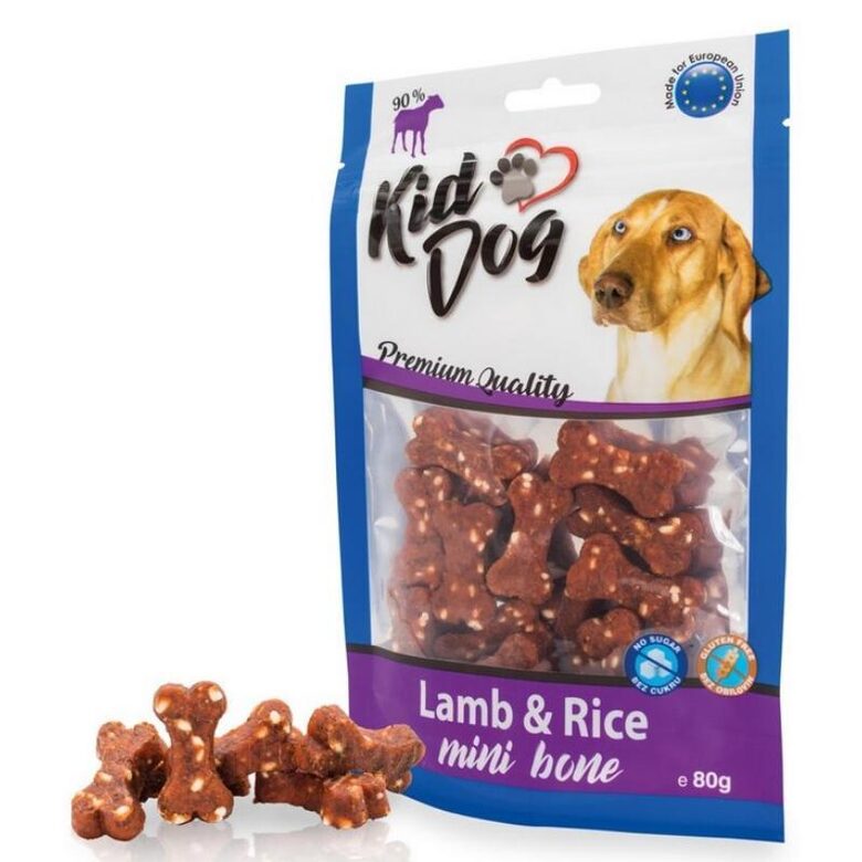 KIDDOG  Lamb&Rice Mini Bones 80g - kauliņi no jēra gaļas un rīsiem