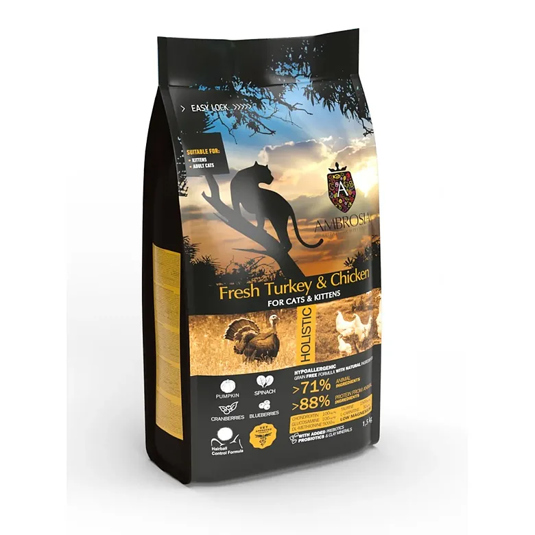 Ambrosia Grain-Free Cat & Kitten Fresh Turkey & Chicken 1.5kg