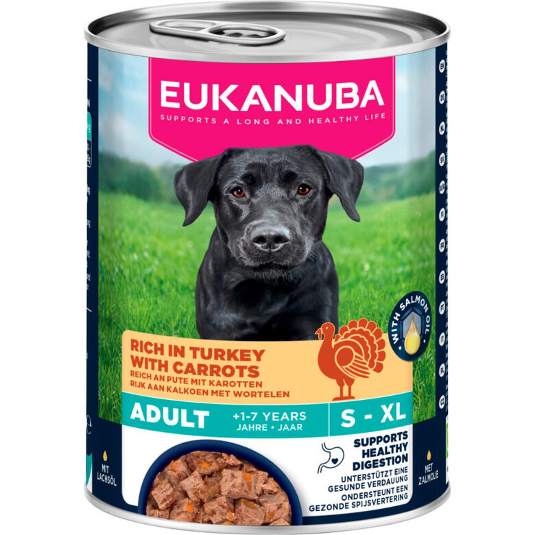 EUKANUBA wet food for adult dogs, rich in turkey with carrots 400g