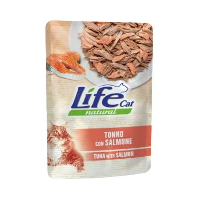 LIFE CAT Natural Pouch Tuna with Salmon 70g (tuncis un lasi želejā)