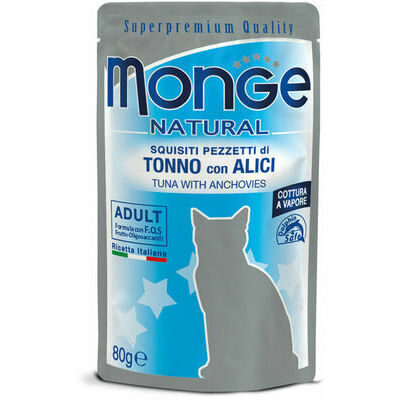Monge Cat Natural Pouch Adult Tuna Flakes with Anchovies 80 g
