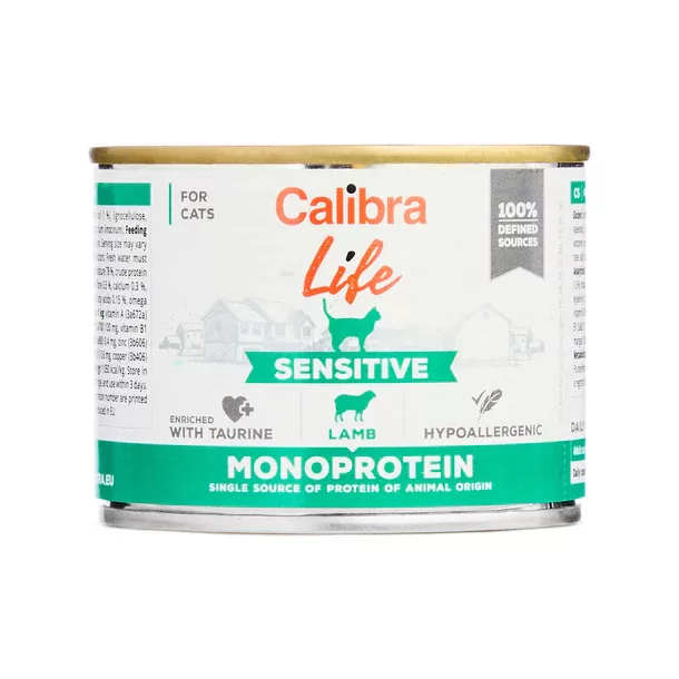 Calibra Cat Life Sensitive Lamb 200g - monoproteīna konservi kaķiem (jērs)
