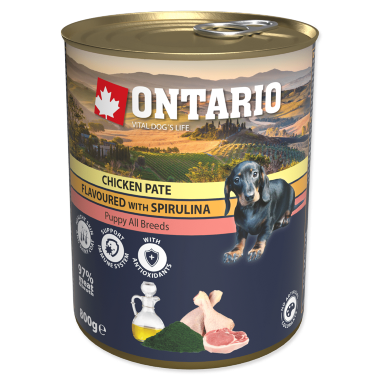  Ontario Dog Puppy Chicken Pate, Spirulina, Salmon oil 800 gr