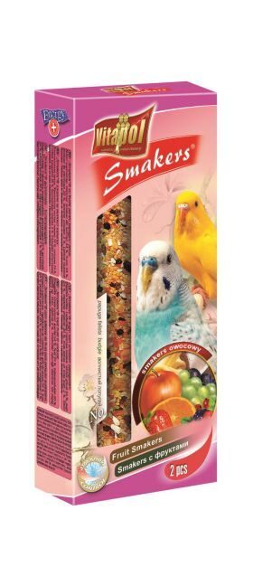 Vitapol STANDARD Smakers fruit for budgie 2pcs 90g - nūjiņas ar augļiem viļņainajiem papagaiļiem.