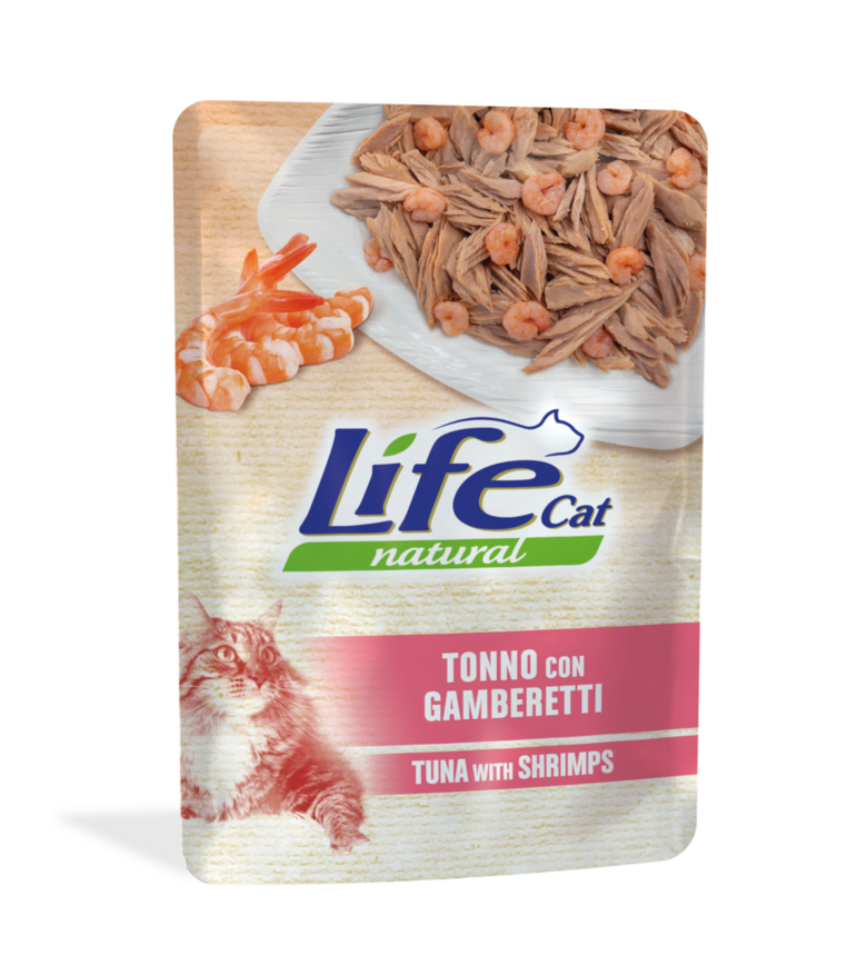 LIFE CAT Natural Pouch Tuna with shrimps 70g (ar tunci un garnelēm želejā)