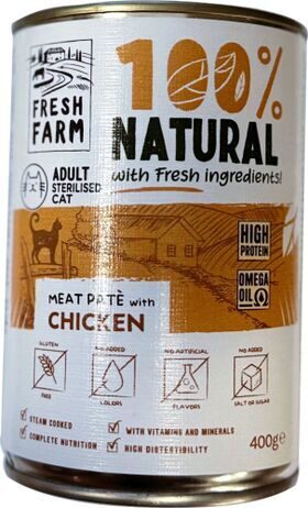 PREFERA Fresh Farm CAT Smooth pate with chicken 400 gr - pastētes veida konservi kaķiem, ar vistas gaļu
