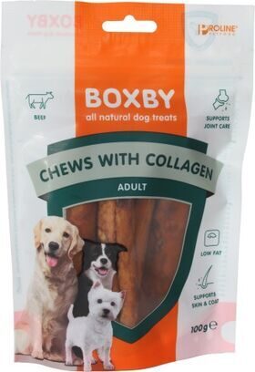 Boxby Chew with collagen 100g -  kārumi ar kolagēnu pieaugušiem suņiem