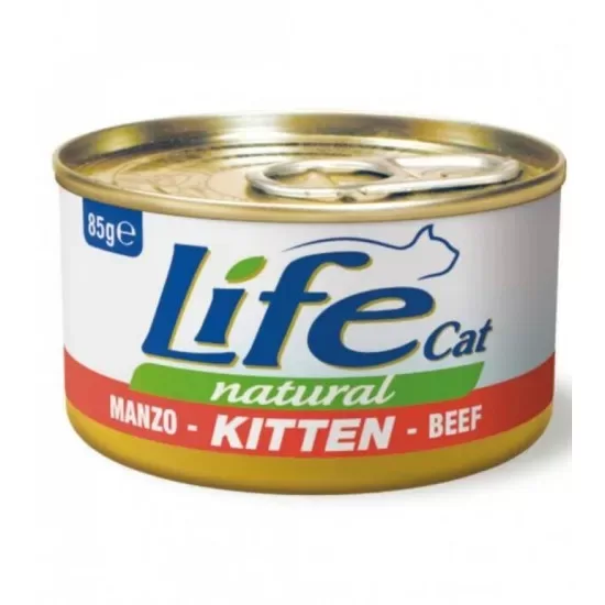 LIFE CAT Natural Kitten Beef 85g - konservi kaķēniem ar liellopa gaļu