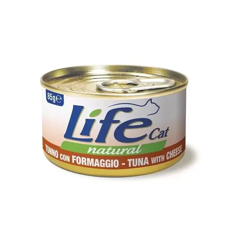 LIFE CAT Natural TUNA with CHEESE 85g - konservi kaķiem ar tunci un sieru