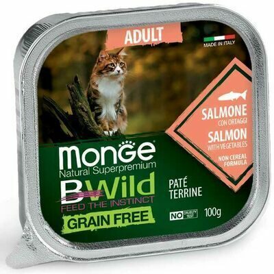 Monge Cat BWild Grain Free Adult Pate Salmon with Vegetables 100 g