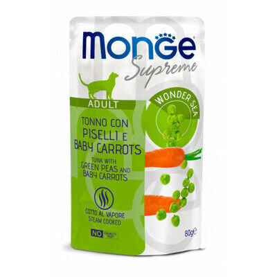  Monge Cat Supreme Pouch Adult Tuna Flakes with Peas and Baby Carrots 80 g