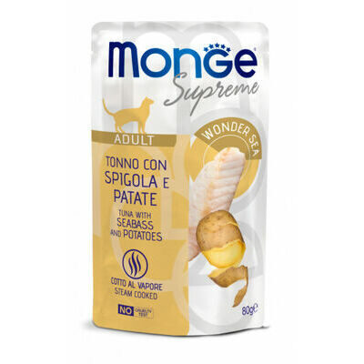 Monge Cat Supreme Pouch Adult Tuna Flakes with Seabass and Potatoes 80 g