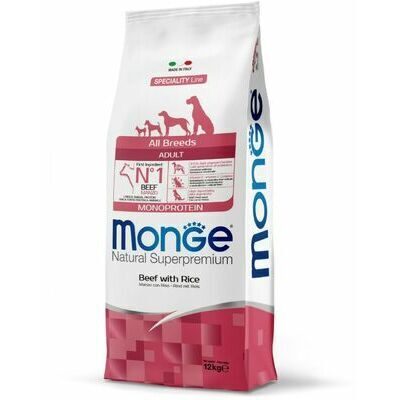 Monge Dog All Breeds Adult Monoprotein Beef with Rice 12 kg