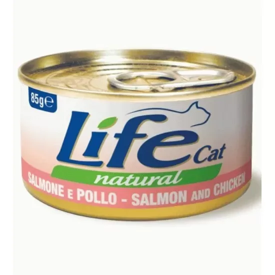 LIFE CAT Natural Chicken with Salmon 85g (ar vistu un lasi)