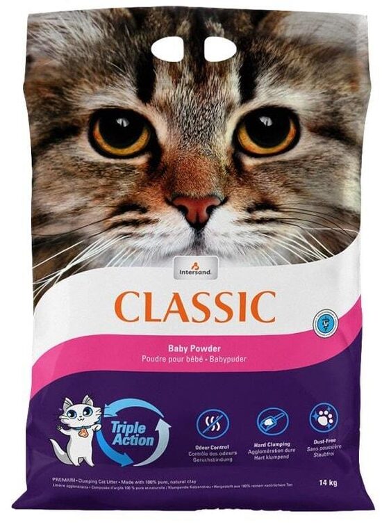 Intersand Classic baby powder 7kg - cementējošās smiltis kaķu tualetēm ar bērnu pūderi