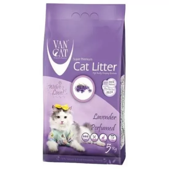 Van Cat Lavander 5kg - cementējošas smiltis kaķu tualetei ar lavandu 