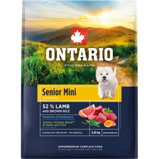Ontario Senior Mini, Lamb and Brown Rice, 2,25 kg