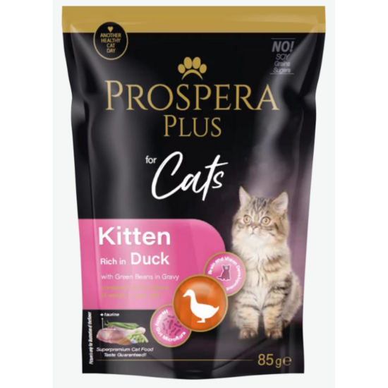  Prospera Plus Cat Pouch Kitten, Duck and Green Beans, 85 g