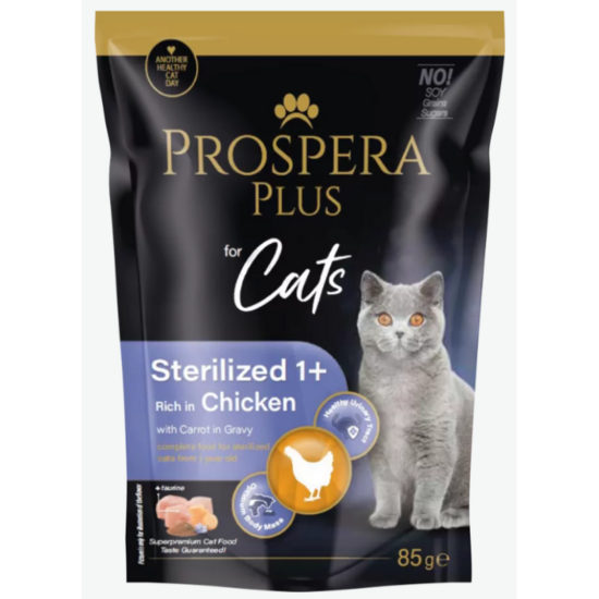  Prospera Plus Cat Pouch Sterilized 1+, Chicken and Carrot, 85 g