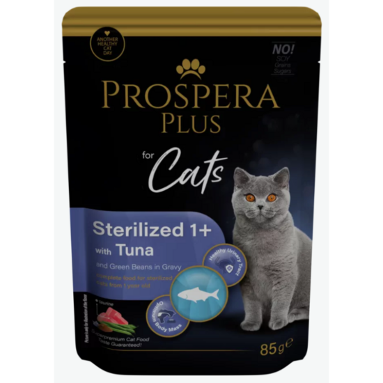 Prospera Plus Cat Pouch Sterilized 1+, Tuna and Beans, 85 g