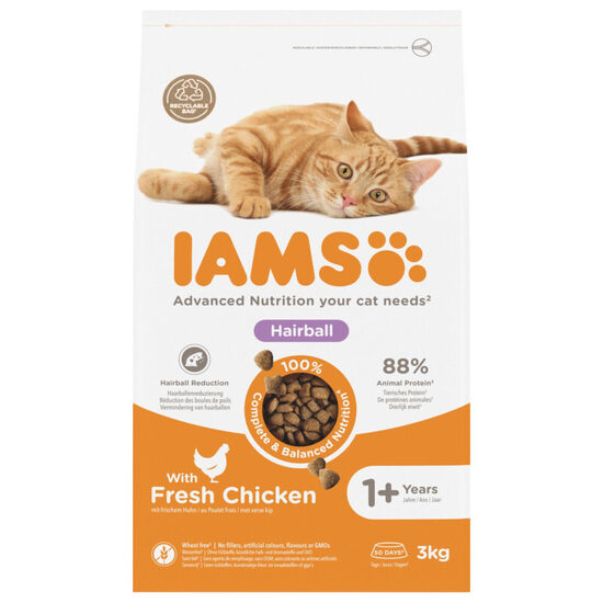  IAMS CAT ADULT HAIRBALL CHICKEN, 3 kg