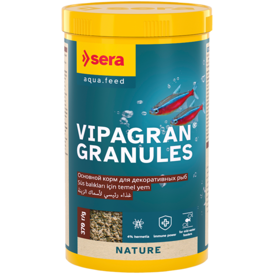 Sera Vipagran Granules 1.000ml (370g) - peldoša, mīksta granulu barība dekoratīvajām zivīm