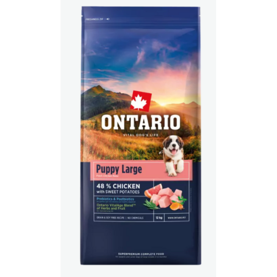Ontario Puppy and Junior Large, Chicken and Sweet Potatoes, 12 kg