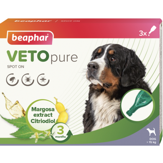 Beaphar Veto Pure Spot ON, L Dog, 3 gab. - pilieni pret blusām, ērcēm suņiem virs 15kg