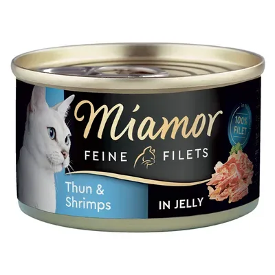 Miamor Feine Fillets Tuna + Shrimps in jelly 100g - filejas gabaliņi želejā ar tunci un garnelēm