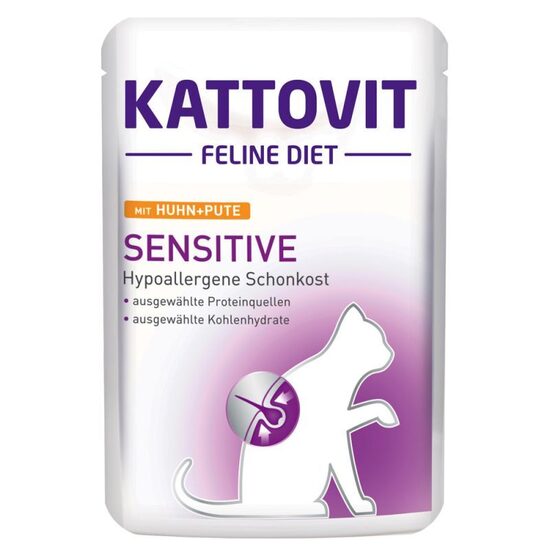 Kattovit Sensitive Huhn+Pute 85g (ar vistu un tītaru)