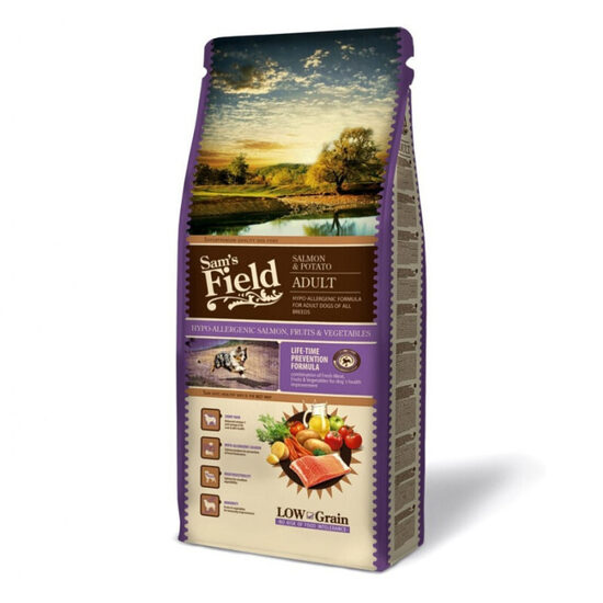 Sams Field Salmon & Potato Adult, 13 kg - hipoalerģiska super-premium klases sausā barība visu šķirņu pieaugušiem suņiem