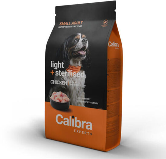 Calibra Dog EXPERT+ Adult Small Light & Sterilised Chicken 6 kg - sausā barība sterilizētiem mazo šķirņu suņiem un suņiem ar noslieci uz lieko svaru 