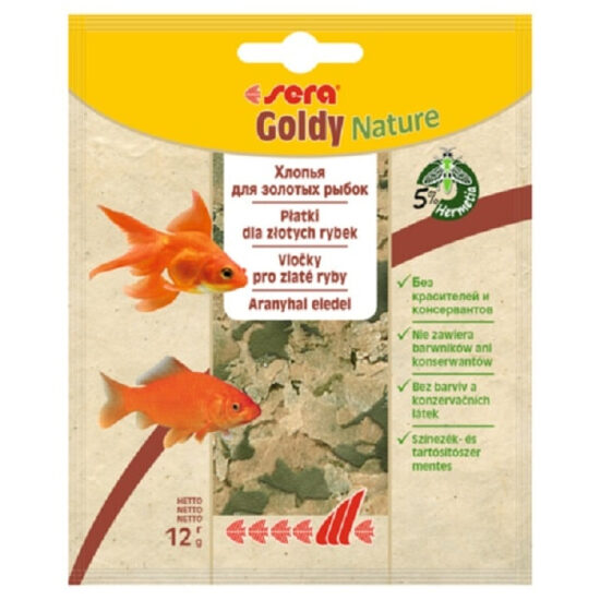 Sera Goldy Nature, 12g - pilnvērtīga barība dekoratīvajām zivīm