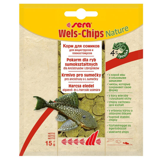 Sera Catfish Chips, 15g - pilnvērtī­ga bar­ība dekorat­īvajām grunts ziv­īm.