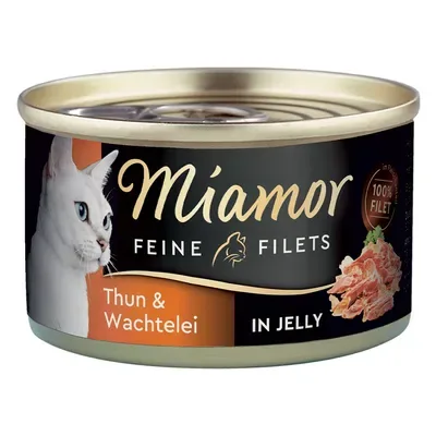 MIAMOR Feine Fillets Thun&Wachtelei in Jelly 100g - konservi kaķiem ar tunci un olu