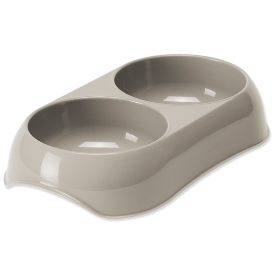 Magic Cat Plastic Double Bowl, grey,23*13cm - dubultā barošanas bļoda no plastika dzīvniekiem