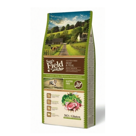 Sams Field DOG GF Adult Medium Beef and Veal 13kg