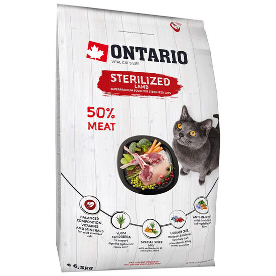 Ontario Cat Sterilised Lamb, 6.5 kg