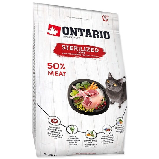 Ontario Cat Sterilised Lamb, 2 kg