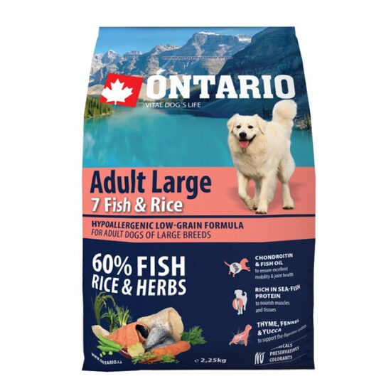 Ontario Dog Adult Large Fish and Rice, 2.25 kg