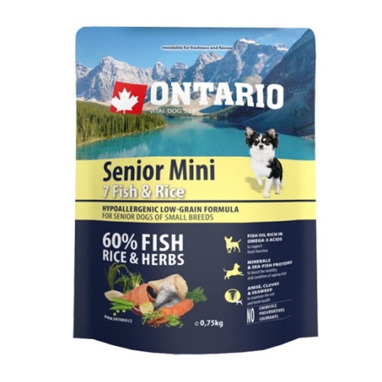 Ontario Dog Senior Mini Fish and Rice, 0.75 kg