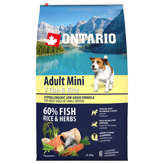 Ontario Dog Adult Mini Fish and Rice, 6.5 kg
