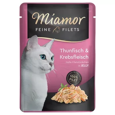 Miamor Feine Filets Pouch Thunfisch & Krebs in Jelly 100 g  (tunča un krabja gabaliņi želejā)