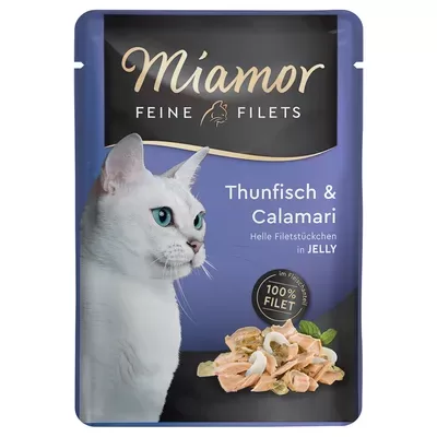 Miamor Feine Filets Pouch  Thunfisch & Calamari in jelly 100 g  (Filejas gabaliņi želejā ar tunci un kalmāriem)