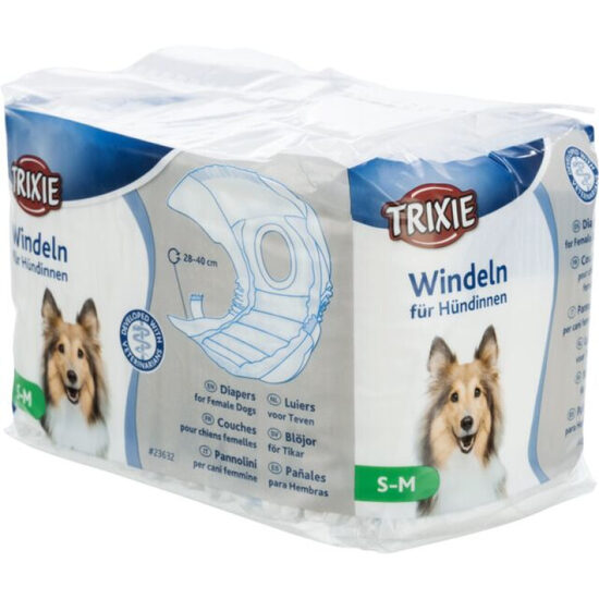TRIXIE Diapers for Female Dogs, S–M: 28–40 cm, 12 gab. - autiņbiksītes kucēm