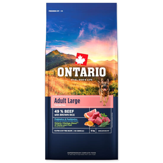  Ontario Adult Large, Beef and Brown Rice, 12 kg